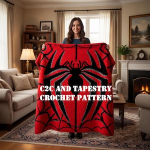 Spiderman Crochet Pattern/Instant PDF download. Tapestry.Large blanket/In English