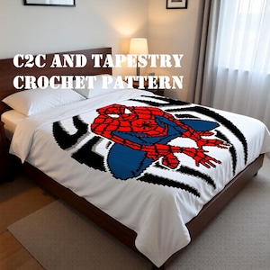 Spiderman C2C Crochet Pattern Instant PDF download. Written description. Tapestry.Graphgan