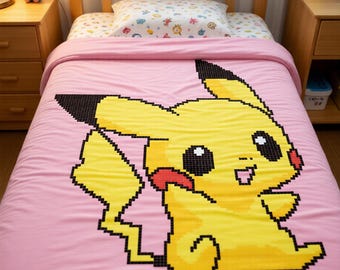Crochet pattern. Written description. Instant PDF download.sc/dc/hdc/Crochet Pikachu pattern.Crochet tapestry.