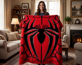 Spiderman Crochet Pattern/Instant PDF download. Written description. Tapestry.Large blanket