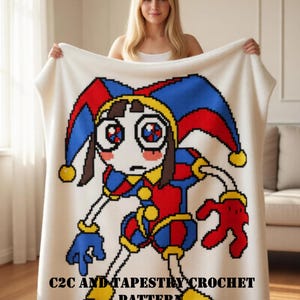 C2C crochet pattern, Tapestry crochet. PDF file. Written instructions. Amazing Digital Circus. Grafgan