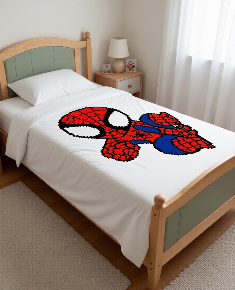 Spiderman Crochet Pattern. Written description/Instant PDF download. Tapestry. Cartoon character. image 1
