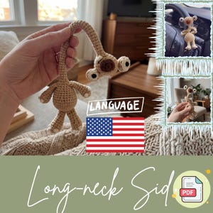 Sid-haakpatroon met luiaard uit de ijstijd – amigurumi met lange hals (pdf, Amerikaanse voorwaarden)