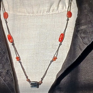 CAFE NOIR Black SARDONYX and Gemstone Beaded Linen Cord Necklace image 3
