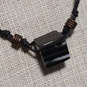 CAFE NOIR Black SARDONYX and Gemstone Beaded Linen Cord Necklace image 2