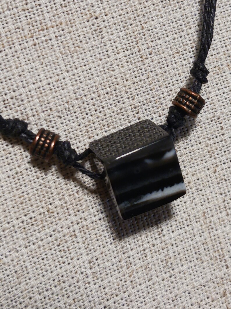 CAFE NOIR Black SARDONYX and Gemstone Beaded Linen Cord Necklace image 2