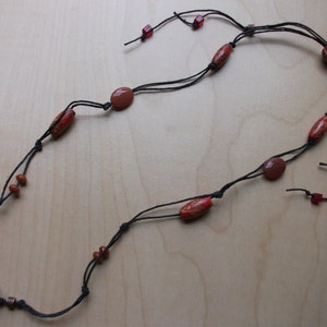 CAFE NOIR Black SARDONYX and Gemstone Beaded Linen Cord Necklace image 4