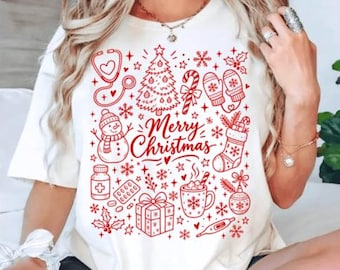 Christmas Nurse PNG, Retro Nurse Design, Merry Christmas, Christmas Motif, Sublimation, T-Shirt Design