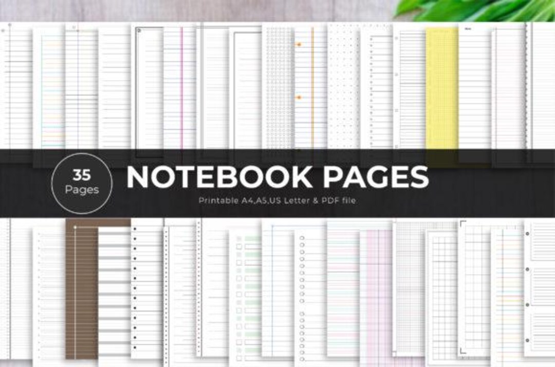 Notebook Paper Templates | 35 Printable Journal Pages | Digital Note ...