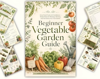 Beginner Vegetable Garden Guide PDF | Starter Guide for Vegetable Gardens | Self-Sufficiency & Urban Gardening | Printable Gardening Workbook