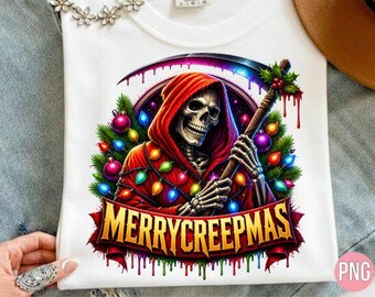 Grim Reaper Christmas PNG, Grim Reaper Creepymas Design, Gothic Christmas, funny Christmas motif for sublimation & DIY