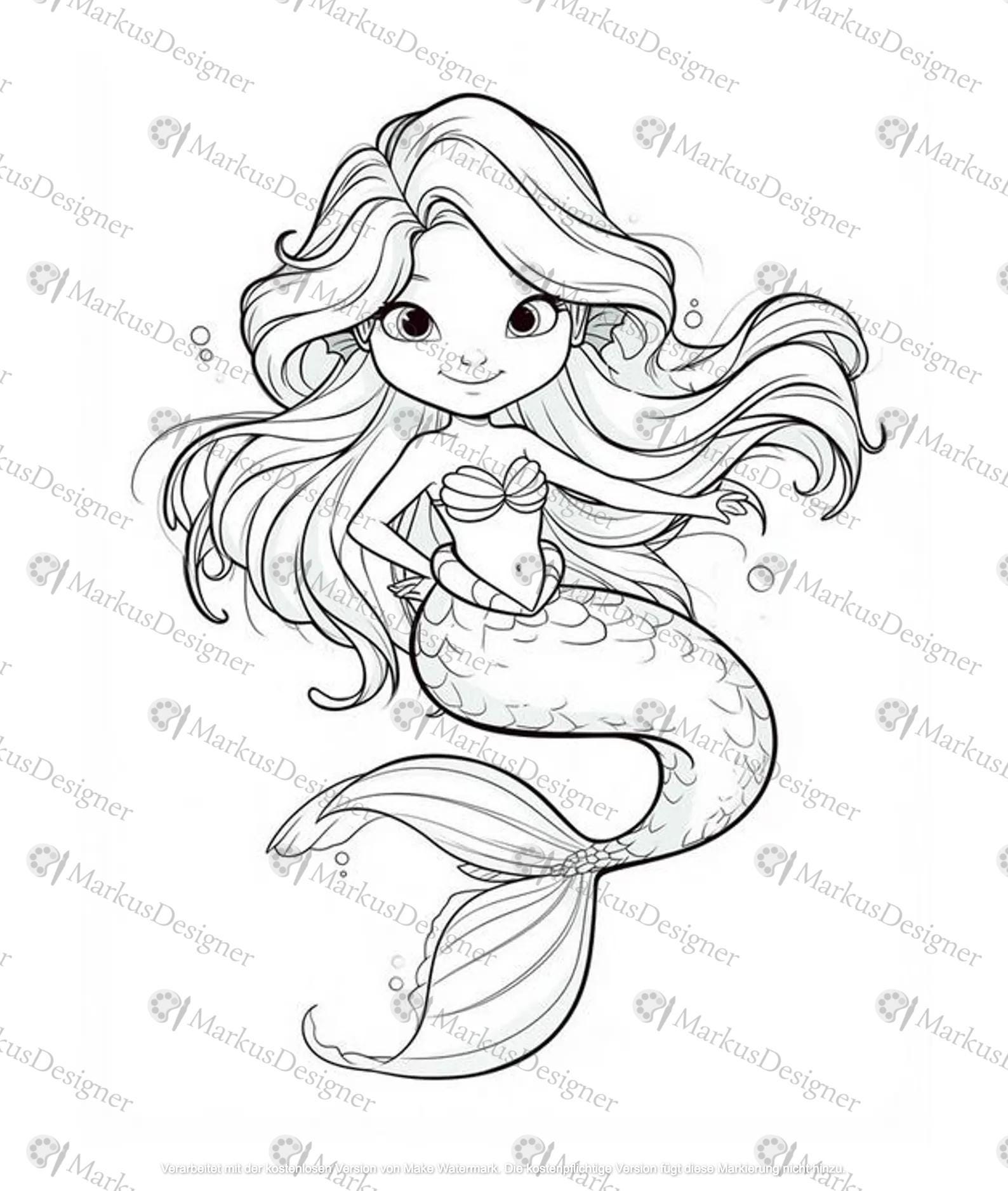 Single Mermaid Colouring In 100 Mermaid Coloring Pages - 100 Coloring Pages for Adults and Children ...