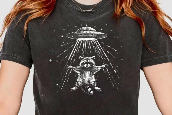 Funny Raccoon UFO PNG | Alien Abduction Raccoon | Trash Panda Design ...