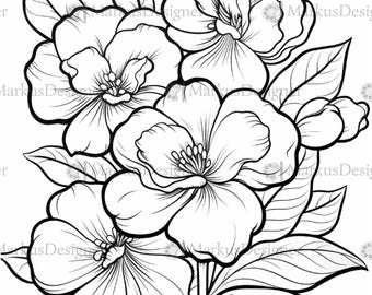 100 flower coloring pages, bold and simple flower coloring pages, stress relief and mindfulness coloring, adult coloring pages, coloring books
