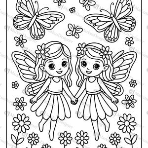 子供と大人のための40の妖精のぬり絵ページ、ぬり絵、子供のぬり絵ページ、ベストセラー、インスタントダウンロード妖精の魔法、妖精