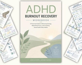 ADHD Burnout Recovery Workbook PDF | Neurodivergent Self-Help Journal | Stress & Overwhelm Reset Guide | Printable workbook
