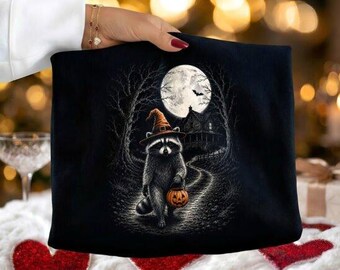 Halloween Raccoon PNG, Vintage Raccoon Design, Retro Halloween Motif, Sublimation, T-Shirt & Sticker