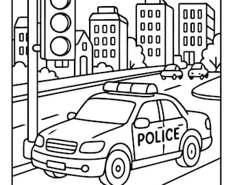 45 Police Coloring Pages for Kids, Coloring Book, Printable Digital Instant Download PDF, Bestselling Items, Popular