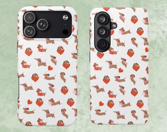 Dachshund Phone Case - Adorable Wiener Dogs with Hearts for Iphone and Samsung