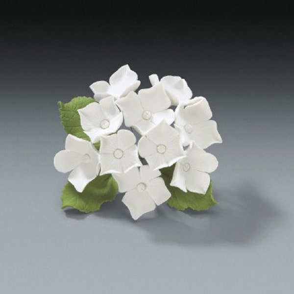 White Hydrangea Gum Paste Flower Spray for Weddings and Cake Decorating