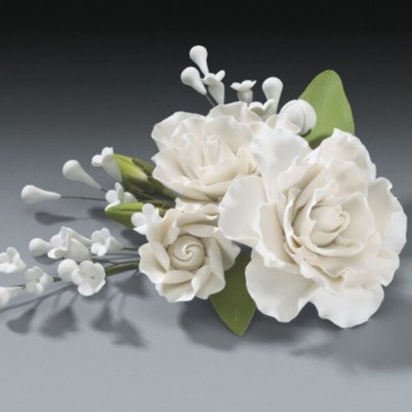 Gardenia Gum Paste Flower Spray for Weddings and Cake Decorating