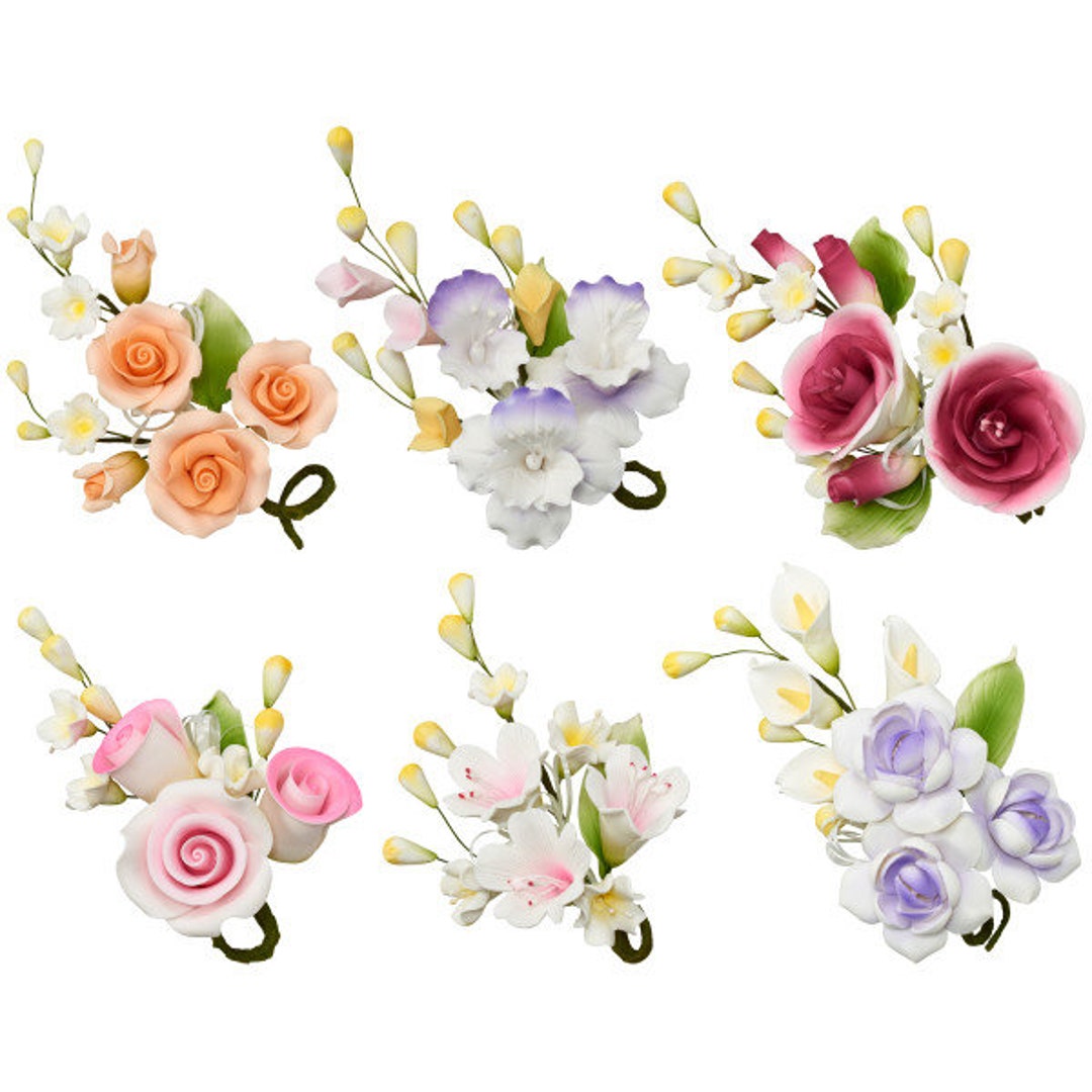 6 Assorted Gum Paste Flower Sprays for Weddings and Cake Decorating Etsy
