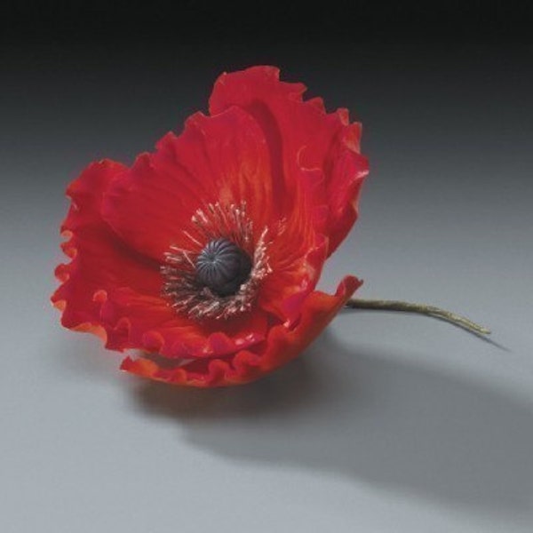 Red Gum Paste Poppy Flower for Weddings and Cake Decorating