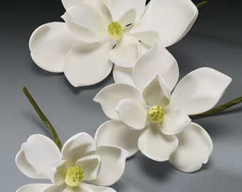 3 Gum Paste Magnolias for Weddings & Cake Decorating