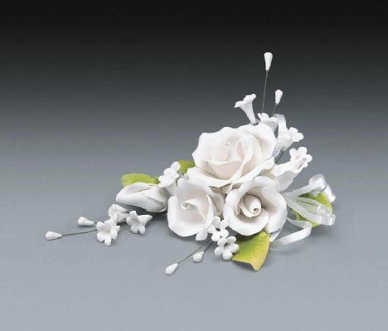 White Rose Gum Paste Flower Spray for Weddings and Cake Etsy