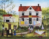 Folk Art Amish Scenes Quilt Print Wall Decor Samantha s by Americana Artist Fay Harris Signed 8xx10 Print