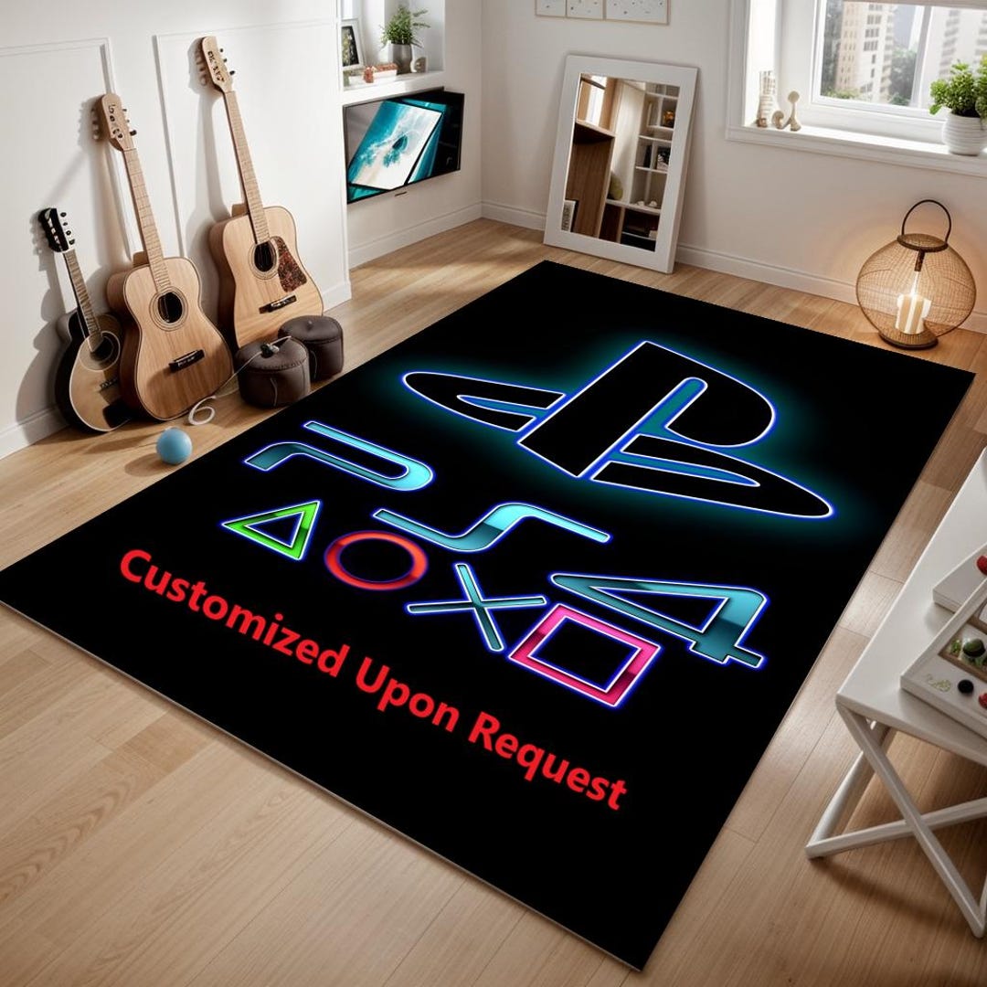 Small Ps4 Rug Playstation Rug, Gamer Rug, PS4 Logo Rug, Game Room Rug, Playroom Rug ...