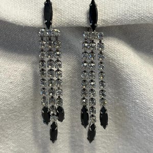 Vintage Dangling Black & White Crystal Earrings