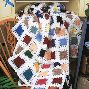 Rural Scrap Patch Afghan & Pillow | Annie's Crochet Quilt Afghan Club QAC352-05