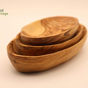 Oval olive wood bowls/dishes handmade in Bethlehem with 3 different sizes