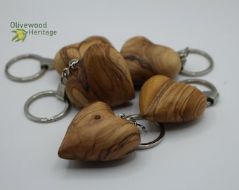 Heart keychain handmade from authentic olive wood in Bethlehem