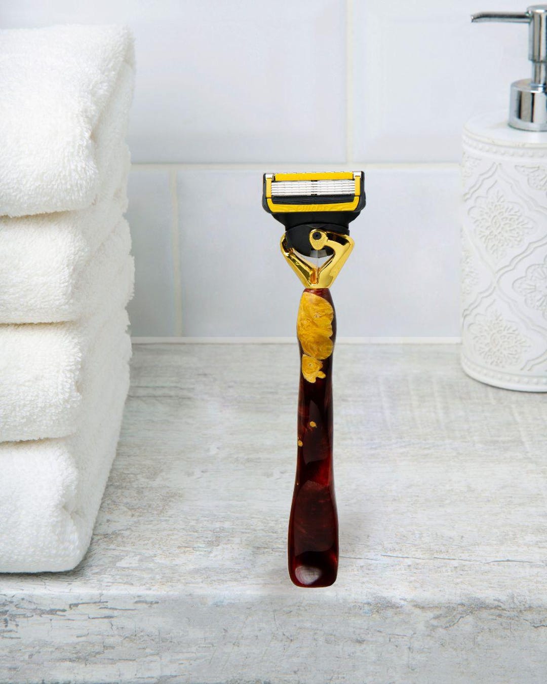Resin Razor Luxury Wood and Resin Razor, Shaving Accessories, Fusion 5, Reusable ...