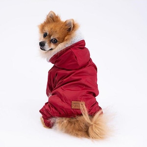 Waterproof Fleece Lined Dog Raincoat with Hood - Winter Pet Jacket