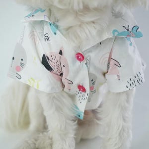 Cute Animal Print Pet Shirt – Soft Cotton Button-Up Outfit for Cats and Dogs | Breathable Summer Pet Clothing