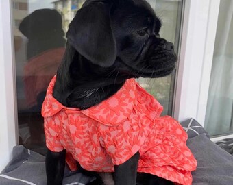 Orange Floral Dog Dress: Lightweight Ruffle Skirt Summer Outfit