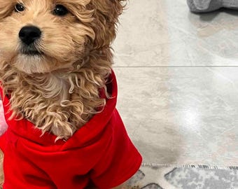 Red Fleece Pet Hoodie: Warm Dog and Cat Sweatshirt