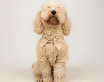 Linen Summer Dog Shirt – Breathable Button-Up Pet Outfit for Small to Medium Dogs