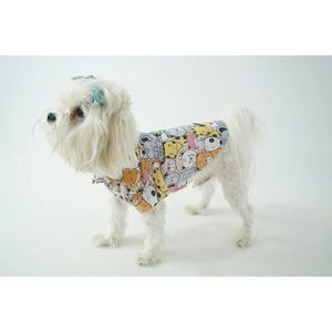 Maglietta con animali dei cartoni animati – Vestiti estivi colorati per cani e gatti – Maglietta leggera per cuccioli, opzioni verde e blu