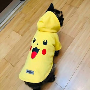 Entzückender Pikachu Haustier Hoodie | Gelbes Cartoon Hunde Sweatshirt | Süßes Haustier-Kostüm für kleine Haustiere