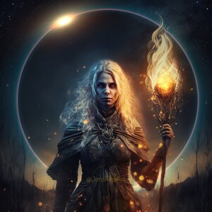 Aries Eclipse PRINT - dark moon photo, surreal gothic astrology woman mood haunting witch goth witchy divine feminine aries solar eclipse