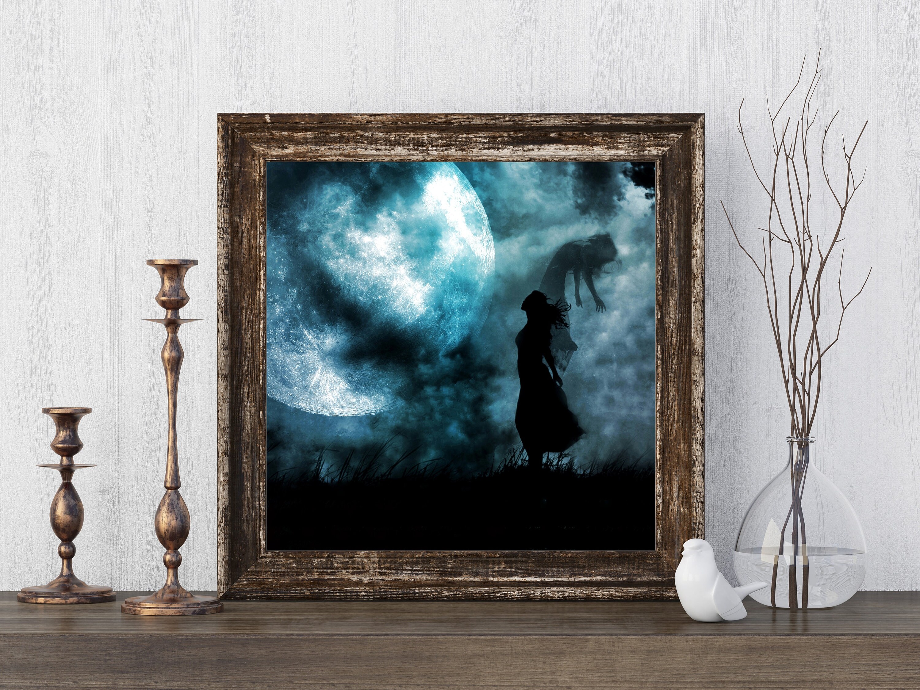 Blue Moon Invocation PRINT - Full Super Moon Photo, Surreal