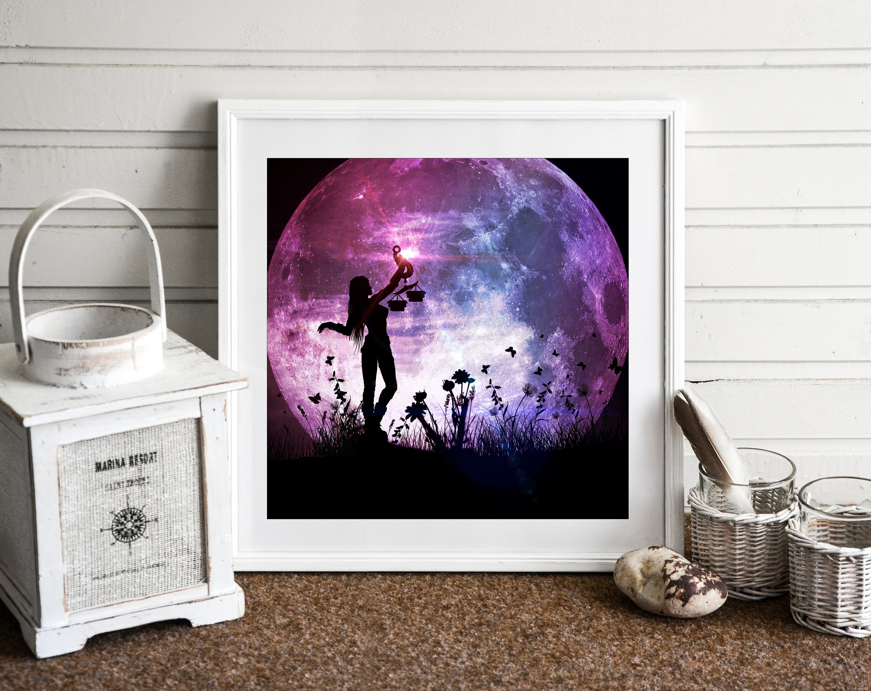 Libra Full Moon PRINT - Super Moon Photo, Surreal Landscape Fine
