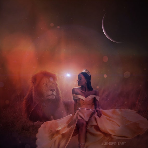 New Moon Leo PRINT - Photo Lion Spirit Animal Wall Art Home Woman
