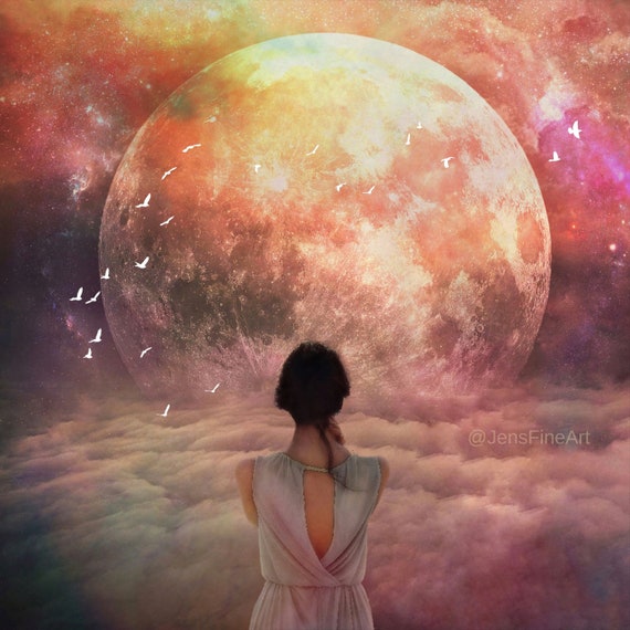 Chimera PRINT - Full Moon Photo, Super Moon Surreal Universe Fine