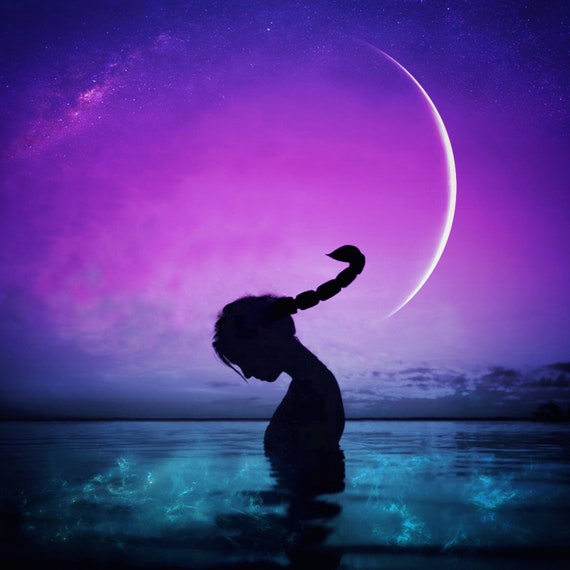 Scorpio Woman PRINT - New Moon Photo, Surreal Magical Ocean Home