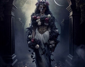 Persephone PRINT - Dark goddess photo greek mythology astrology pagan witch moon woman gothic queen underworld death destruction spring